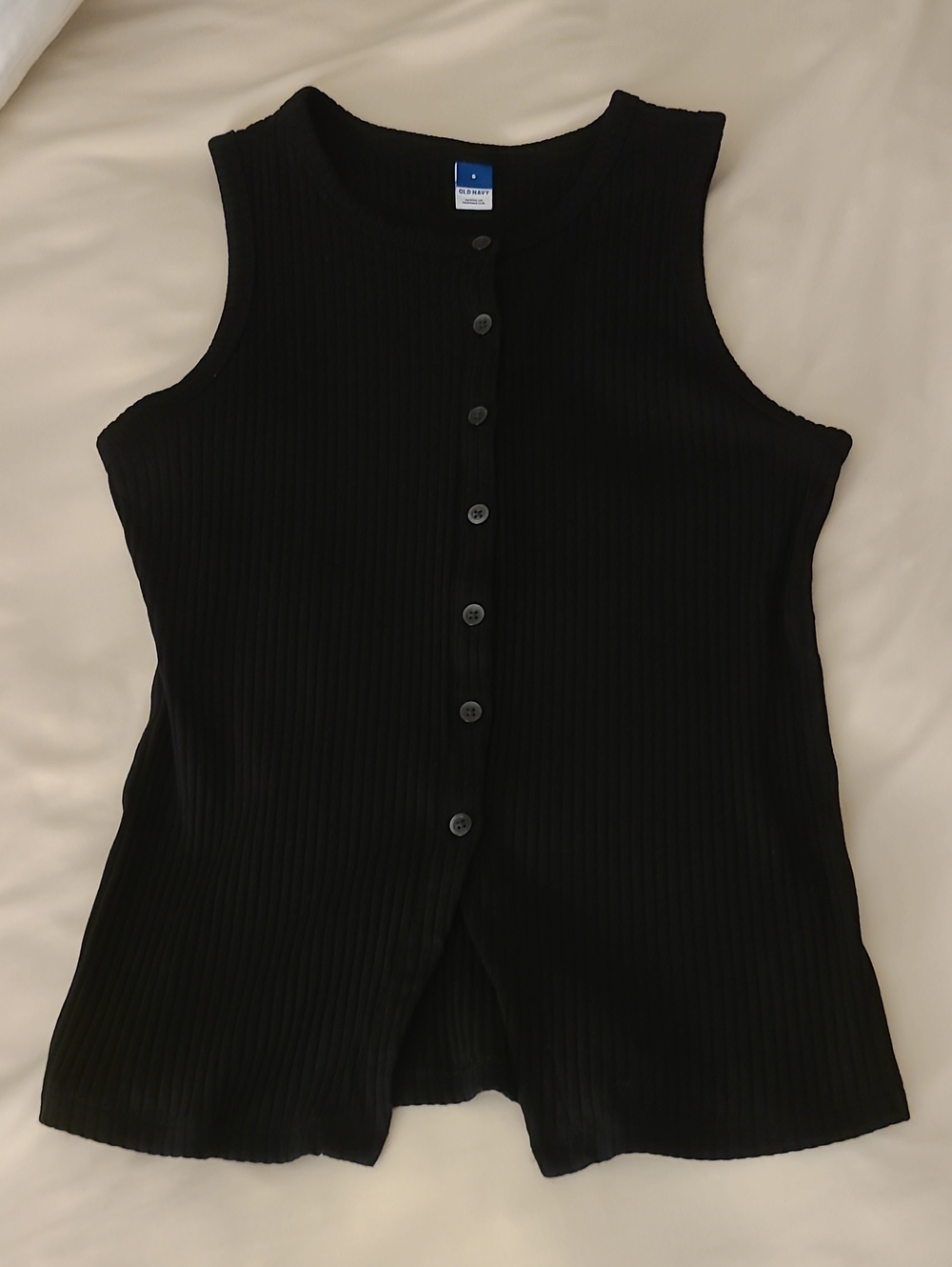 Old Navy Sleeveless Ribbed Button-Front Tank Top - Black